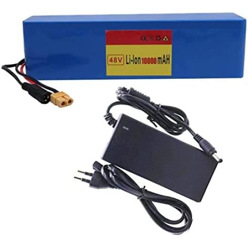 Jieoto 48V Ebike Battery 13S3P 10000Mah Battery Pack, 200~500W High Power Battery for E-Bike Electric Bicycle Include Charger, for Motor Electric Bicycle Scooter
