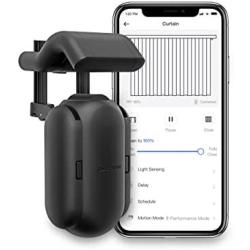 SwitchBot Curtain Smart Electric Motor - Wireless App or Automate Timer Control, Add SwitchBot Hub Mini to Make it Compatible with Alexa, Google Home, HomePod, IFTTT (Rod, Black)