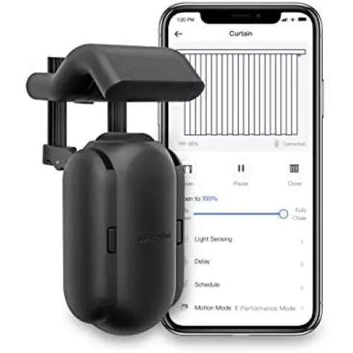 SwitchBot Curtain Smart Electric Motor - Wireless App or Automate Timer Control, Add SwitchBot Hub Mini to Make it Compatible with Alexa, Google Home, HomePod, IFTTT (Rod, Black)