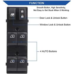 Obaee 25401-9N00D Front Power Window Switch Master Button Control Compatible with 2009-2012 Nissan Maxima, Infiniti 2007-2008 G35/ 2009-2013 G37/ 2011-2012 G25/ 2015 Q40 Orange Backlight 4 AUTO
