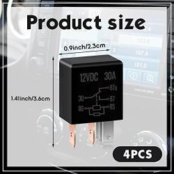5 Pin 12V Relay 12V 30A Relay Multi Purpose Automotive Relay Black Starter Relay Car Heavy Duty Relay for Car Motor Automotive Replacement Accessories (4 Pieces)