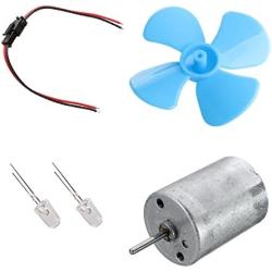 Yziss DIY Kits 6-9V Wind Turbine Micro Motor/Mini Blue Leaf Paddle/Diodes/Cables