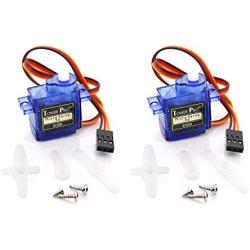 OCESTORE 2Pcs Classic SG90 Micro Servo Motor Mini 9G Angle 180 Compatible for RC Robot Helicopter Airplane Boat Servo Controls with Cable