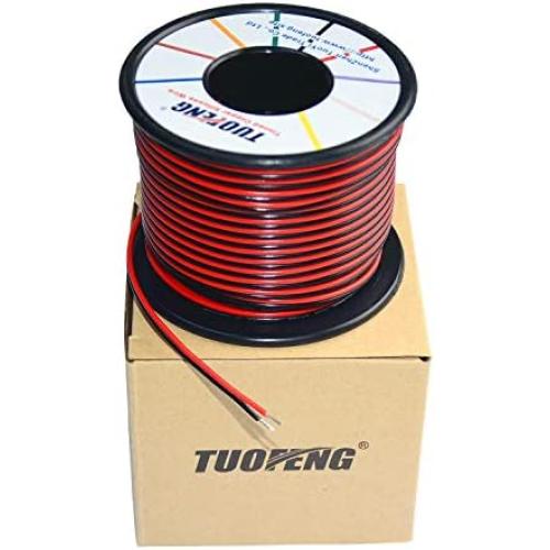 TUOFENG 66 FT 18awg Electrical Wire 2pin Red Black Cable Hookup Stranded Wire LED Strips Extension Wire 12V/24V DC Cable,18 Gauge Flexible Low Voltage Wire for LED Ribbon Lamp Tape Lighting