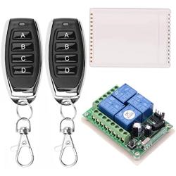 fushionsea DC 12V Remote Control Switch 4 Channel Universal 433Mhz Remote Control Momentary Switch for Wireless Control and More