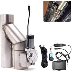 RJSPHH Stainless steel 3 inch Electric Exhaust Cutout Motor E-cut Valve Kit , Catback Single Y Pipe 1 pcs with One Controller Remote Kit