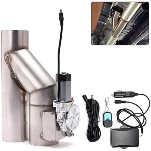 RJSPHH Stainless steel 3 inch Electric Exhaust Cutout Motor E-cut Valve Kit , Catback Single Y Pipe 1 pcs with One Controller Remote Kit