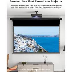 VIVIDSTORM-ALR Screens,Revolve & Sound Transparent ALR UST Motor Tension Screen,Motorized Tension Pull Down Screen,16: 9 Home Theatre System Compatible with UST Laser TV Projector,VBMSLUST84HPA