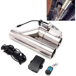 RJSPHH Stainless steel 2.5 inch Electric Exhaust Cutout Motor E-cut Valve Kit , Catback Single Y Pipe 1 pcs with One Controller Remote Kit