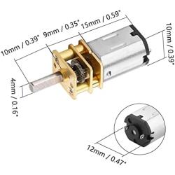 Fielect Mini Gear Motor DC 3V 15RPM Speed Reduction Motor GA12-N20 3mm Shaft Gearwheel Gear Motor for RC Car, Robot Model, DIY Engine Toys