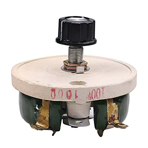 Fielect 100W 100R Ohm Ceramic Wire Wound Potentiometer Linear Rotary Resistor Rheostat with Knob for Industiral Machinery RPM Adjustment