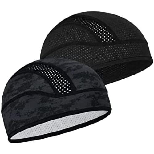 Skull Cap Helmet Liner Beanie, Cooling Mesh Cycling Running Hat for Men Women, Fits Under Helmets