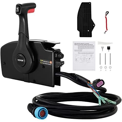 Mophorn Outboard Remote Control Side Mount 881170A13 with 14 Pin Outboard Motor Controls 15 Feet Harness Fit for Mercury Outboard Control