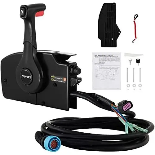 Mophorn Outboard Remote Control Side Mount 881170A13 with 14 Pin Outboard Motor Controls 15 Feet Harness Fit for Mercury Outboard Control