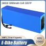 Jieoto 60V Lithium Battery Pack 12AH 15AH 20Ah 24AH 30AH Ebike Li-ion Battery for 500W 750W 1000W 1200W 1500W 1800W 2000W Scooter Golf Cart Motor with Charger+ 30A BMS