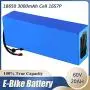 Jieoto 60V Lithium Battery Pack 12AH 15AH 20Ah 24AH 30AH Ebike Li-ion Battery for 500W 750W 1000W 1200W 1500W 1800W 2000W Scooter Golf Cart Motor with Charger+ 30A BMS