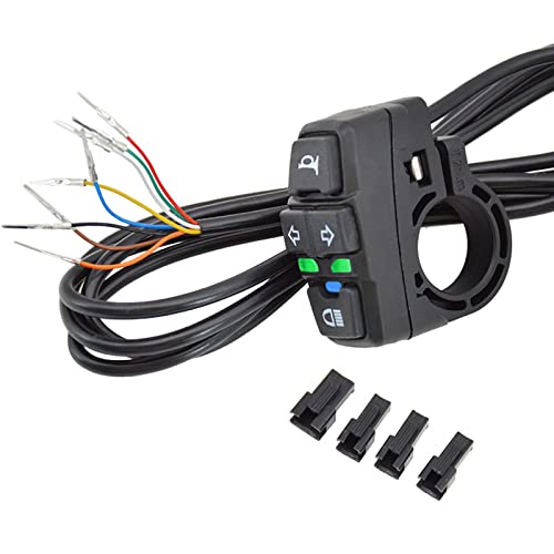 Motorcycle Turn Signal Headlight Horn Switch Motorcycle Head Light Control Switches 48V Waterproof Light Horn Turn Signal ON/Off Switch 7/8 inch Handlebar Switch for Scooter Electric Bike