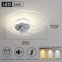ATELANGE Water Ripples Simple Fan Ceiling Light Semi Flush Mount 3 Wind Speed 3 Colors Fan Ceiling Light with Remote Control Ultra-Quiet Reversible Motor with Memory Function for Bedroom Dining Room