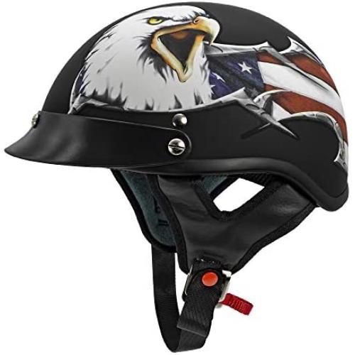 VCAN Cruiser Patriotic Eagle USA Graphics Motorcycle Half Helmet