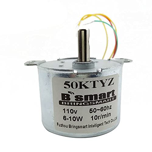 50KTYZ 110V 20rpm Bringsmart AC Gear Motor Low Noise AC Synchronous Motor Slow Speed Reducer Motor CW/CCW for Barbecue Motor
