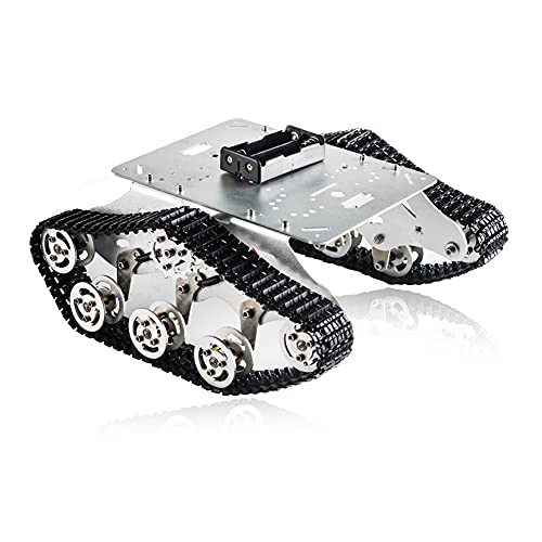 Professional SZDoit TS300 Shock Absorption System Robot Tank Car Chassis, Robotic Platform for Arduino, Raspberry Pie, for Steam Maker Learning Kit (Silver)