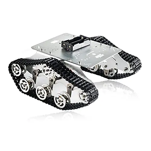 Professional SZDoit TS300 Shock Absorption System Robot Tank Car Chassis, Robotic Platform for Arduino, Raspberry Pie, for Steam Maker Learning Kit (Silver)