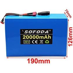 Jieoto 36V E-Bike Lithium Battery 18650 Rechargeable Battery Pack with 42V 2A Charger+ Voltage Display Fit for Electric Bicycle Scooter Electric Tools Tricycles 200W-750W Motor