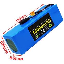Jieoto 36V 14Ah Ebike Battery E-Bike Li-ion Battery Pack Rechargeable Lithium Battery with 42V Charger Fits for 200W 250W 400W 500W Electric Bike Motor