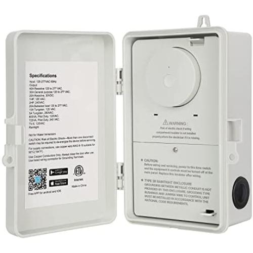 DEWENWILS Pool Timer, Outdoor WiFi Timer for Water Heater, Pool Pump, SPA, Motor, Heavy Duty 40A 120-277 VAC, Compatible with TUYA Smart Life APP, Alexa, Google Assistant, ETL Listed