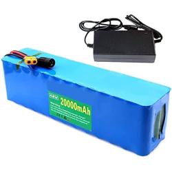 Jieoto 48V 20000mAh 13S 6P E-Bike Battery Lithium-Ion Electric Wheelchairs Battery Waterproof PVC Battery Pack Fits for 200W-750W Electric Bicycle Motor w/BMS + Charger