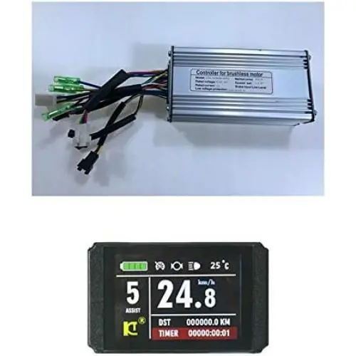 36V/48V 750W 25A Brushless DC Motor Controller Ebike Controller +KT-LCD8H Color Display One Set，Used for 750W-1000W Ebike Kit.