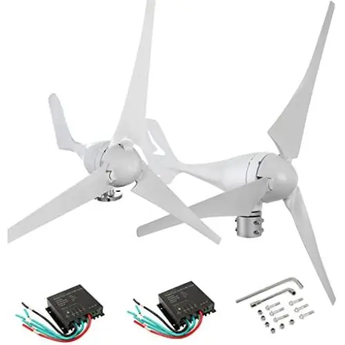 Dyna-Living Bundle 400W 12V Wind Turbine Generator & White 3 Blades 400W 24V Wind Turbine Motor with Charge Controller for Home Marine Industrial Energy (Not Included Mast)