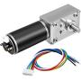 sourcing map Reduction Motor DC 24V 148RPM 12Kg.cm Worm Gear Motor with Encoder and Cable Self-Locking