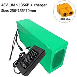 Wnicek 48V 18Ah E-Bike Battery 13S 6P 18000mAh Lithium Battery Pack for 1000W 750W 500W 350W 250W Motor for Mountain Bike Electric Tricycles Electric Scooters with BMS + Charger
