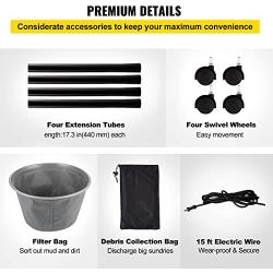 VEVOR Pond Vacuum Cleaner, 1400W Motor in Continuous Intermittent Cycle, 120V Motor w/15 ft Electric Wire, 4 Brush Heads, 4 Extended Tubes, 1 Filter Bag for Multi-use Cleaning Above Ground