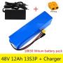 Wnicek 48V E-Bike Battery 13S3P 12Ah Lithium Battery Pack for 1000W 750W 500W 350W 250W 200W Motor for Electric Tools Power Wheelchairs Electric Scooters with BMS+ Charger