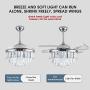Crystal LED Ceiling Fans with Lights and Remote Controller 42 Inches Modern Fandelier Ceiling Lighting Fixture Crystal Fan Light Kit for Bedroom Dinning Room Living Room (Chrome Polished)