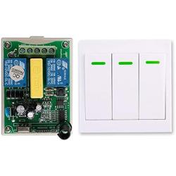 Calvas AC220V 2CH 10A Radio Controller Motor Positive &negative RF Wireless Remote Control Switch Receiver + wall Panel Sticky Remote