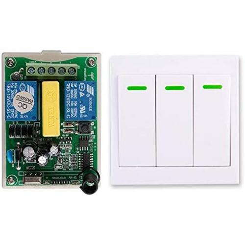 Calvas AC220V 2CH 10A Radio Controller Motor Positive &negative RF Wireless Remote Control Switch Receiver + wall Panel Sticky Remote