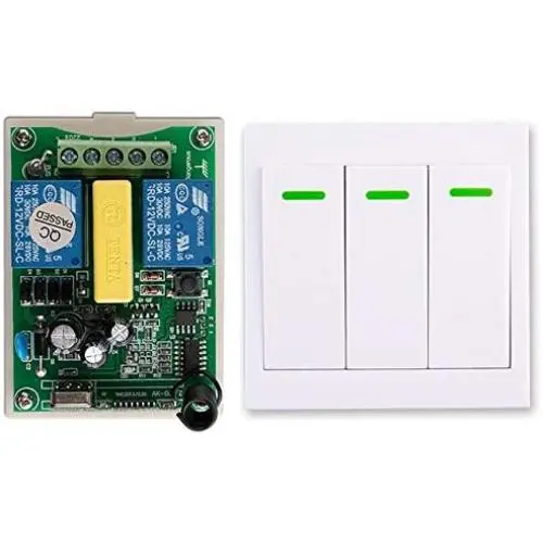 Calvas AC220V 2CH 10A Radio Controller Motor Positive &negative RF Wireless Remote Control Switch Receiver + wall Panel Sticky Remote