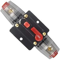 WOHHOM 100A/150A Audio Circuit Breaker Auto Car Stereo Inline Fuse Holders Inverter, Manual Reset 12V-24V DC for Automotive Marine Boat Audio System Protection (100A)