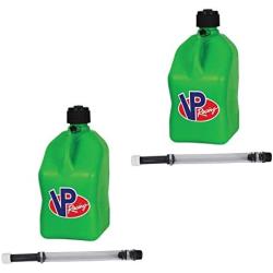 VP Racing Fuels 5 Gallon Square Motorsport Utility Container Green with Deluxe Filler Hoses (2 Pack)