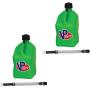 VP Racing Fuels 5 Gallon Square Motorsport Utility Container Green with Deluxe Filler Hoses (2 Pack)
