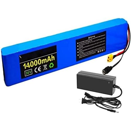 Wnicek 36V Ebike Battery Pack 14Ah 10S 4P Rechargeable Lithium-ion Battery with 2A Charger and BMS Customizable Battery Fit for 500W 350W 300W 250W 200W Ebike Motor
