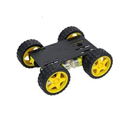 Premium 4wd Smart Robot Car Chassis Platform Kit for Arduino/Raspberry Pie/MicroBit, DC Electric Motor with Plastic TT Motor Tire Wheel 3-6V Dual Shaft Gear Motor TT Magnetic Gearbox Engine (Black)