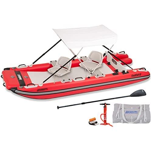 Sea Eagle FastCat12 Inflatable Catamaran Boat - Swivel Seat Canopy Package