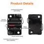Motoparty 50 Amp Circuit Breaker with Manual Reset, for Car Marine Trolling Motors Boat ATV RV DC 12V -48VDC, Universal Waterproof Manual Power Protect(50 A)