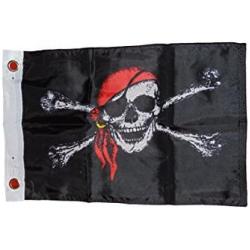 Pirate Red Bandana Roger Flag Polyester 12 X 18 Inches Boat Motorcycle Fort