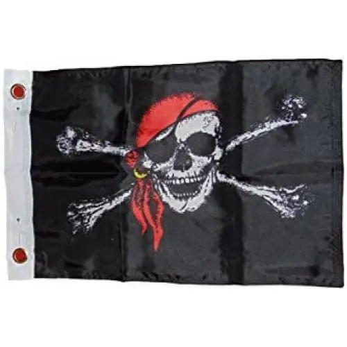 Pirate Red Bandana Roger Flag Polyester 12 X 18 Inches Boat Motorcycle Fort