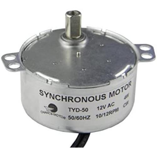 CHANCS Synchronous Synchron Motor TYD-50 12V AC 10-12RPM Flush Shaft 11mm Fixed Rotation CW Electric Motor